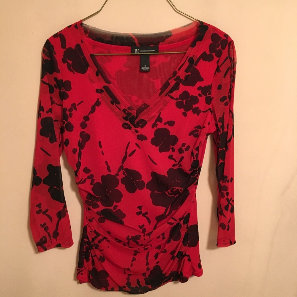 Beautiful red with black boho style top. NWOT